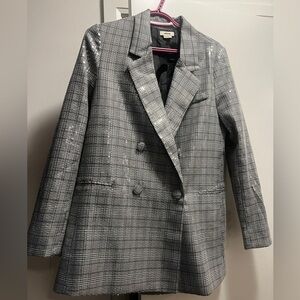 JASON WU Plaid Sequin Oversized Blazer Size Small NWOT